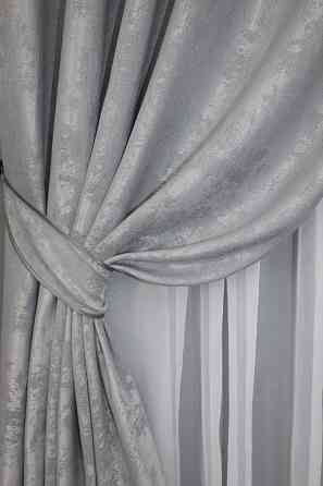 Комплект штор на люверсах VR-Textil Жакард Sultan XO № 1124ш 150х250 см 2 шт Світло-сірий (37-0022) Київ