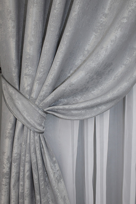 Комплект штор на люверсах VR-Textil Жакард Sultan XO № 1124ш 150х250 см 2 шт Світло-сірий (37-0022) Київ - фото 4