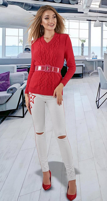 Короткий свитер с косами (42-46) Киев - изображение 3