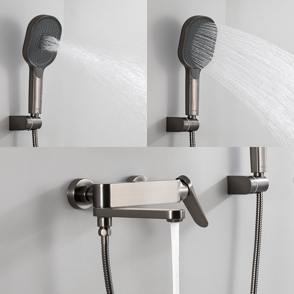 Змішувач для ванни GAPPO G3210-9 з душовим гарнітуром, графіт Київ - фото 2