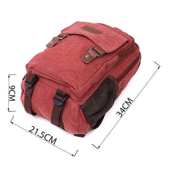 Стильный текстильный рюкзак с уплотненной спинкой и отделением для планшета Vintage 22170 Бордовый Киев