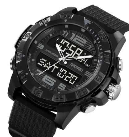 Часы мужские наручные спортивные Skmei 2162 с двойным дисплеем и подсветкой (Черный) Винница