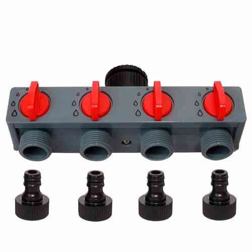 Распределитель для полива на 4 линии переходник Aqualin 27208 под садовый шланг Киев