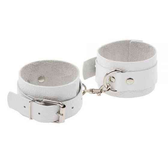 Наручники Leather Standart Hand Cuffs, White Sex Aura Київ
