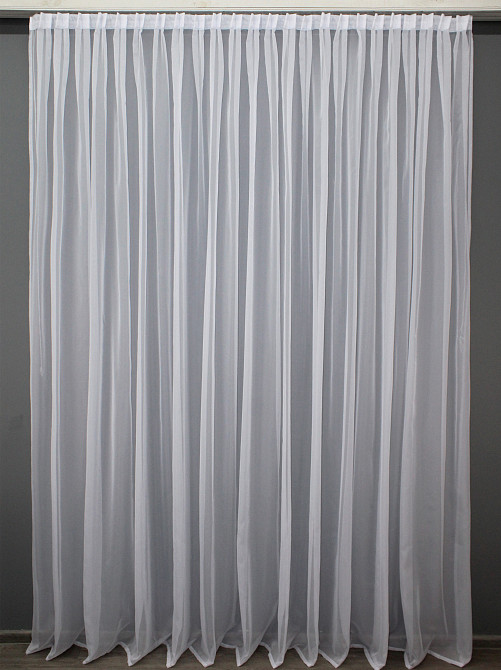 Тюль с бантовой тесьмой VR-Textil н101 Шифон однотонный Белый 600х250 см (44-023) Киев - изображение 3