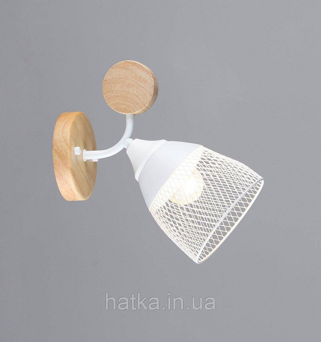 Бра настенное на 1 плафон VALESO N6779/1W E27 Белый + Дерево N6779/1W Киев - изображение 1