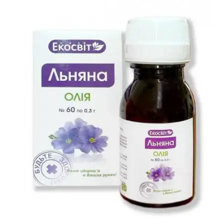 Экосвит Ойл МАСЛО льна В КАПСУЛАХ 60 капсул олія льону Київ - фото 1