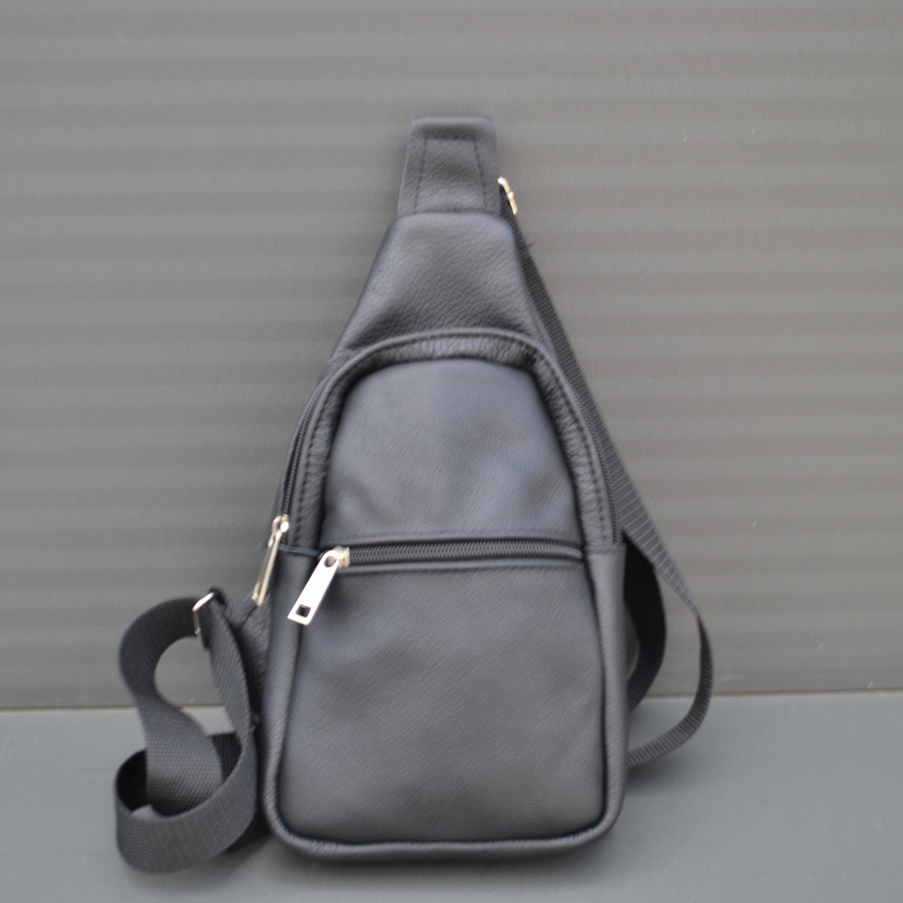 Сумка-слинг кожаная, мужская сумка через плечо черная Idea Мужская кожаная сумка слинг через плечо Киев - изображение 3