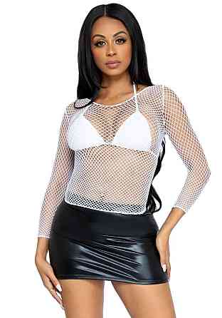 Сітчастий топ Leg Avenue Long Sleeves T-Shirts White, One Size Sex Aura Київ