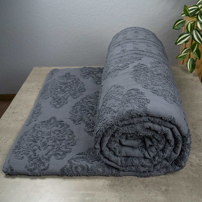 Простирадло-покривало жаккардове махрове 100% Бавовна GM TEXTILE 190x200см 400г/м2 (Сірий) Суми - фото 1