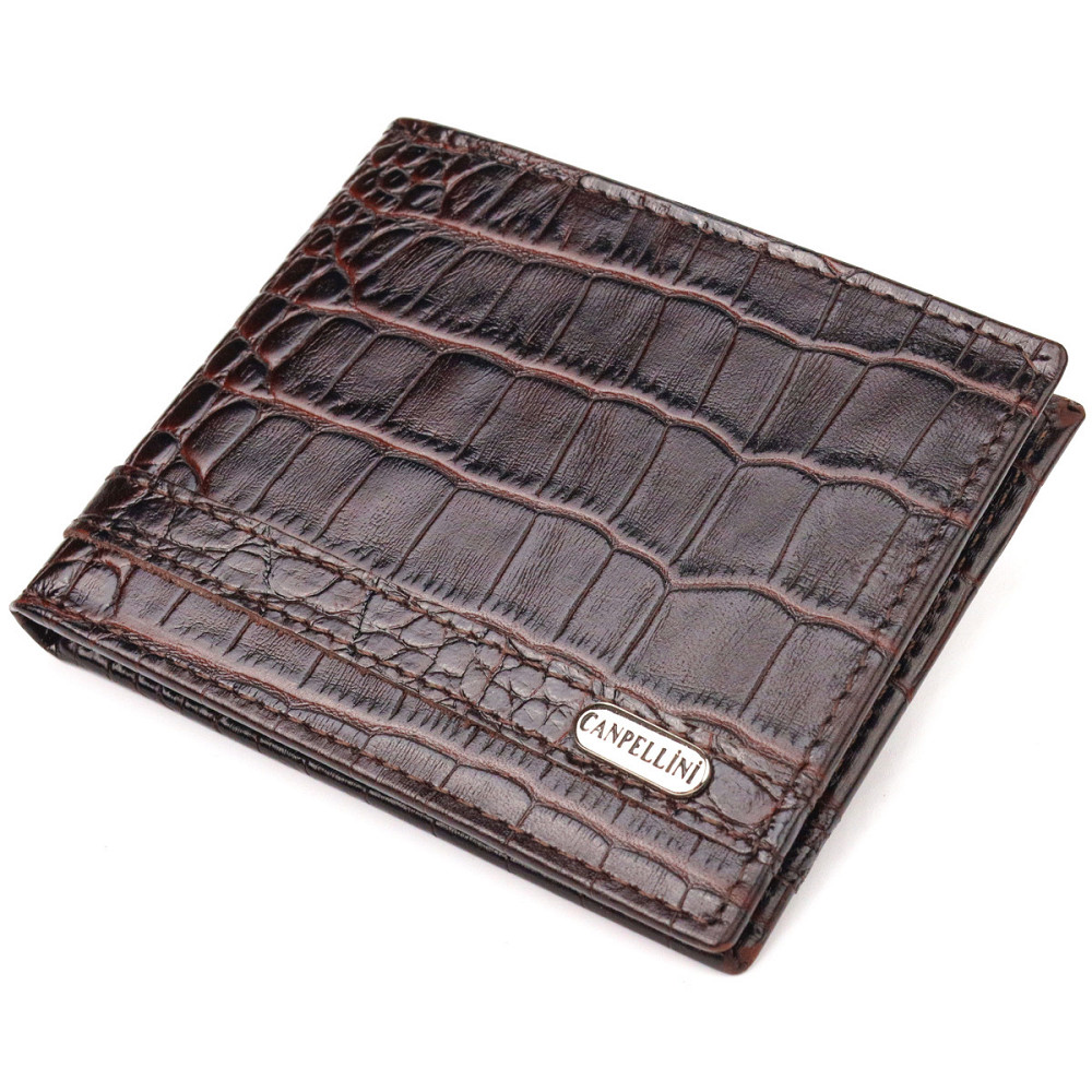 Затискач із натуральної фактурної шкіри CANPELLINI 21519 Коричневий Київ - фото 1