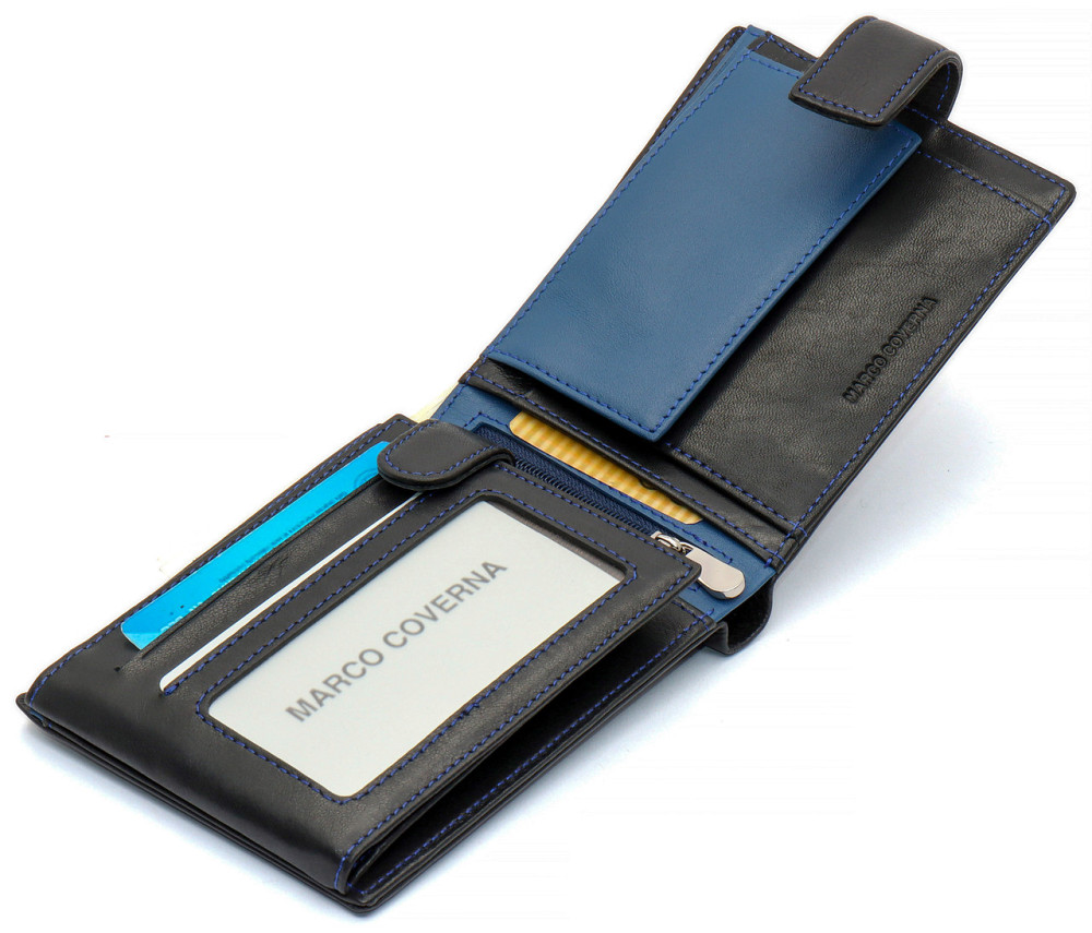 Чорний стильний чоловічий гаманець з блоком для документів із натуральної шкіри Marco Coverna MC-1006 A 1221 Київ - фото 6