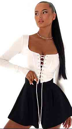 Стильний жіночий топ зі шнурівкою на декольте OSплотний мікродайвінг Білий, 42/44 Одеса