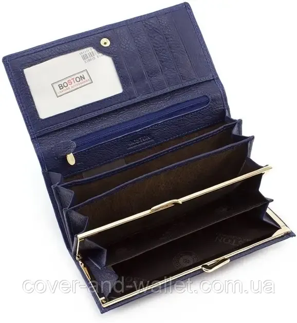 Cиній шкіряний класичний гаманець з натуральної шкіри Boston S1001B Київ - фото 5