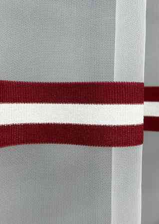 Тюль VR-Textil 1772т Фатин полосы Бордовый с белым 300х270 см (42-0768) Киев