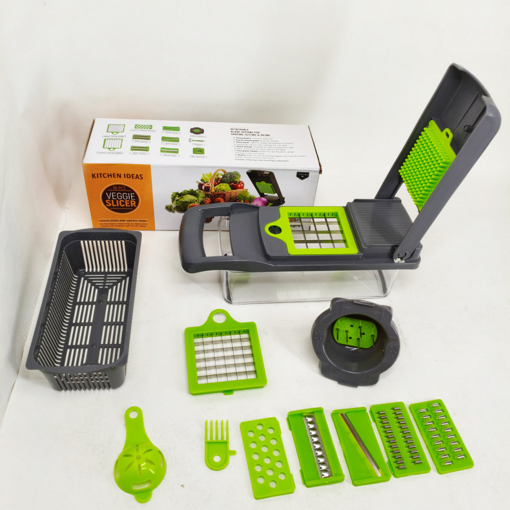 Овощерезка измельчитель 14 в 1 ситечко для яиц и нож для очистки овощей Veggie Slicer мультислайсер AQ-87 Львов - изображение 10