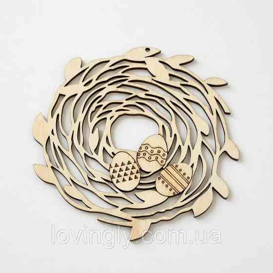 Пасхальный веночек для раскрашивания фанера 15×15 см детское творчество Ирпень