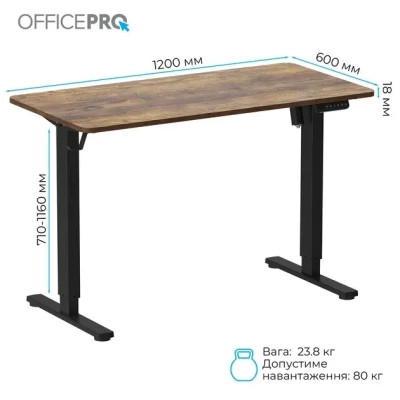 Комп'ютерний стіл OfficePro ODE1260DW Dark Wood/Black (ODE1260DW) Вінниця - фото 3