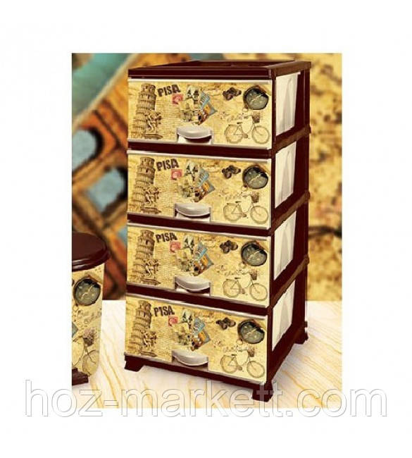 Комод пластиковий тумбочка на 4 ящики Пізанська вежа Elif Туреччина Харків - фото 1