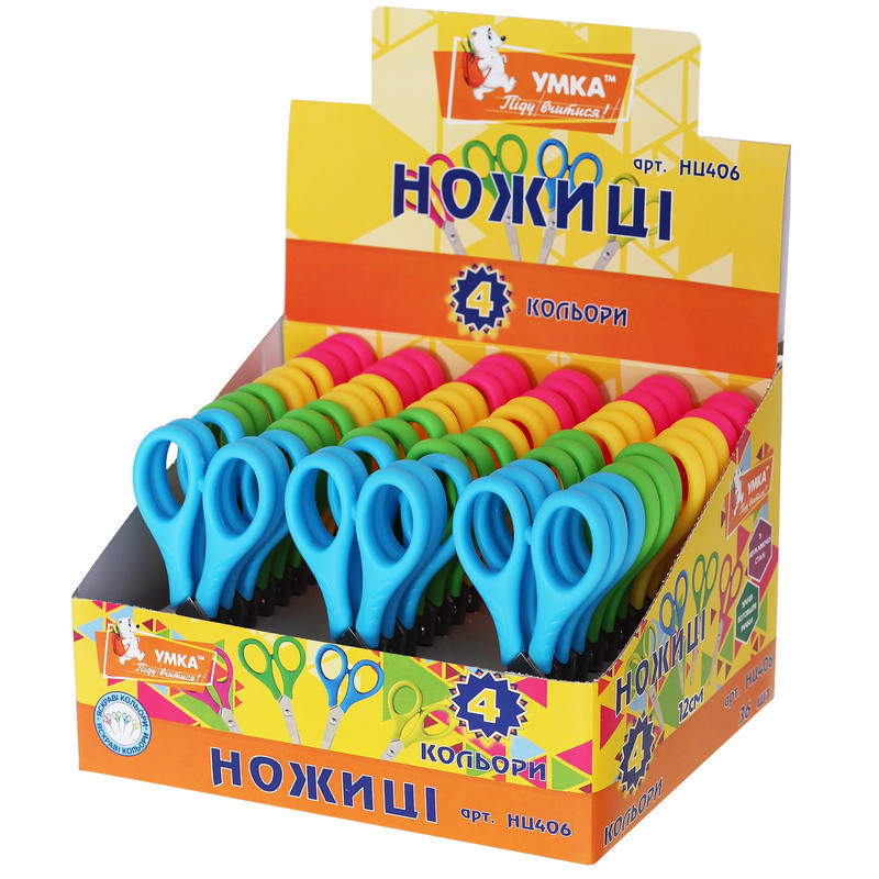 Ножиці дитячі 12 см "Умка" з потовщеними ручками, НЦ406, (дисплей мікс 24 шт.), шт Київ - фото 1
