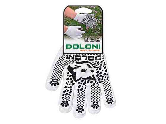 Перчатки робочі 4895 з ПВХ малюнком КотоФан (білі) 8р. ТМ DOLONI   Solmir Київ