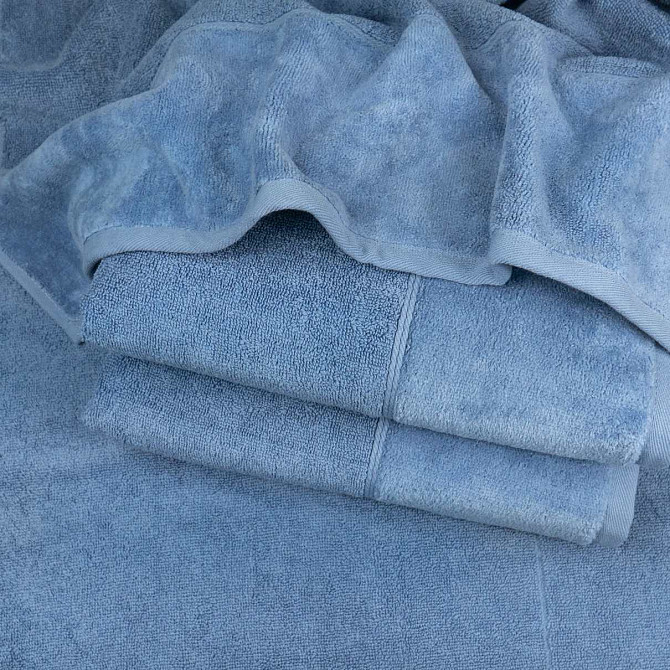 Набор полотенец велюр/махра 2шт GM Textile 50x90см, 70x140см Премиум качества Milado 550г/м2 (Синий) Сумы - изображение 5