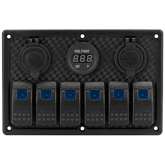 Панель переключателей 12V/24V 6 переключателей и двойной USB HF60-326B Киев