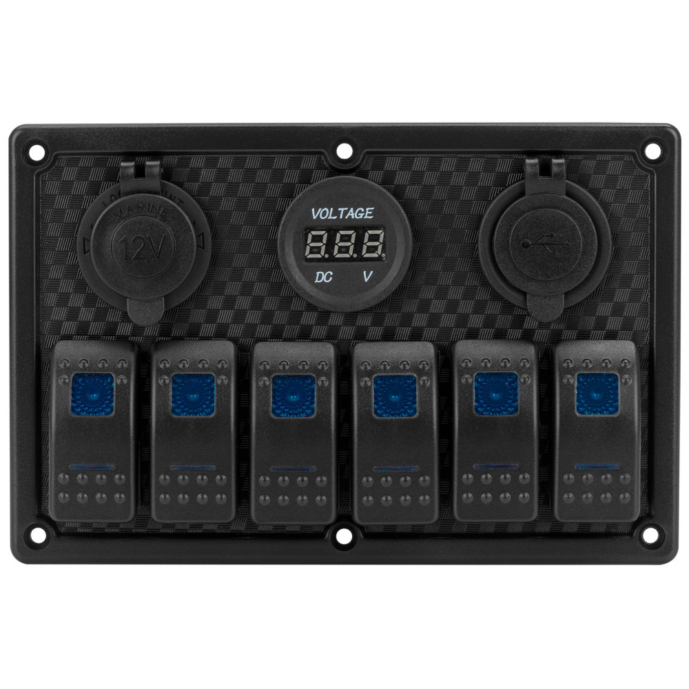 Панель переключателей 12V/24V 6 переключателей и двойной USB HF60-326B Киев - изображение 1