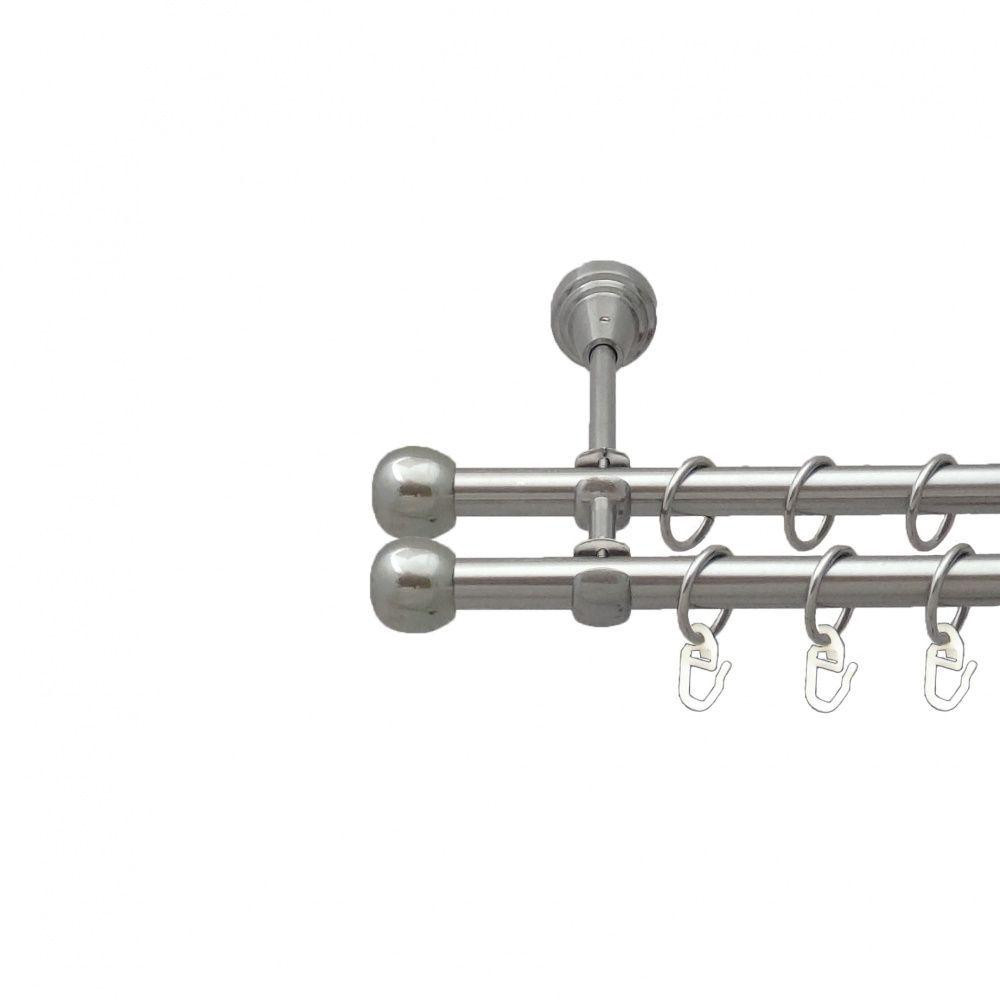 Карниз Orvit Куля Болонь металевий дворядний відкритий гладка труба кільце металеве Нержавіюча Сталь 16\16 мм Львов - изображение 1