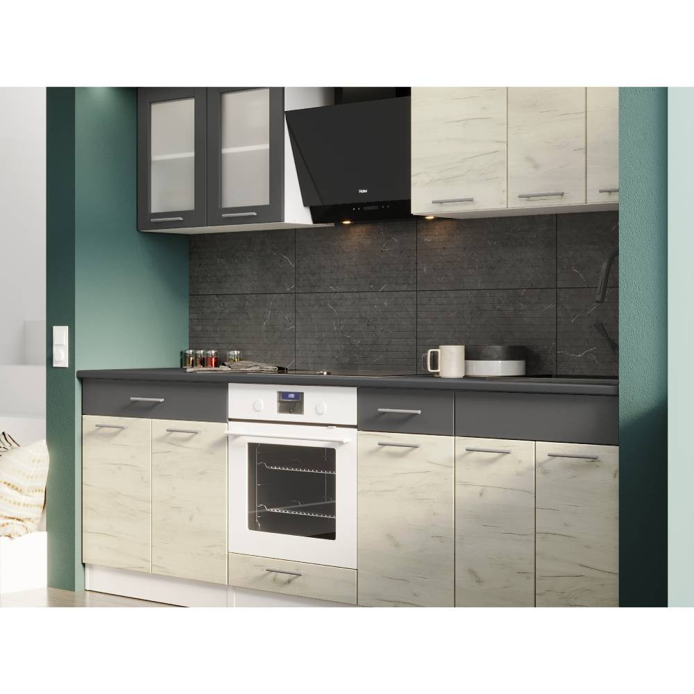 Кухня модульная Эверест Эко набор №3 крафт белый/графит 2.4 м столешница Скай (DTM-071063) Львов - изображение 3