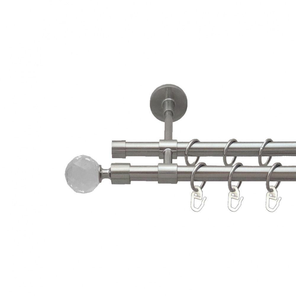 Карниз Orvit Люміера металевий дворядний закритий гладка труба кільце металеве Нержавіюча Сталь 16\16 мм 200 см (5503216) Львів - фото 1