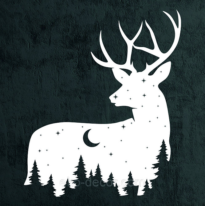Декоративное настенное Панно «Новогодний олень» Декор на стену 90*75 см, Белый Киев - изображение 6