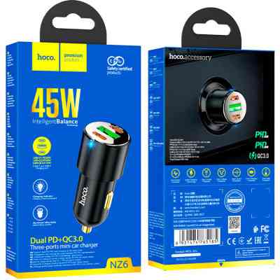 Зарядное устройство HOCO NZ6 2xType-C, USB-A Black (6931474765185) Винница