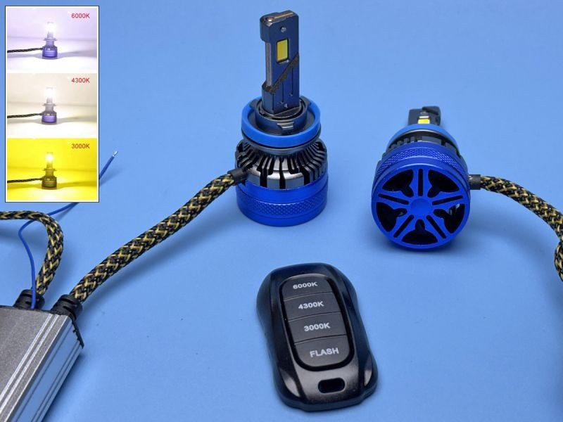 Комплект LED ламп H11 K68 (120W) с пультом — 3 цвета (3000K/4300K/6000K) + Стробоскоп Харьков - изображение 5