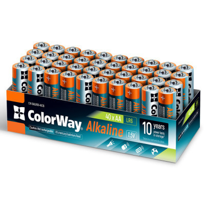 Батарейка ColorWay AA LR6 Alkaline Power (щелочные) * 40 colour box (CW-BALR06-40CB) Винница - изображение 1