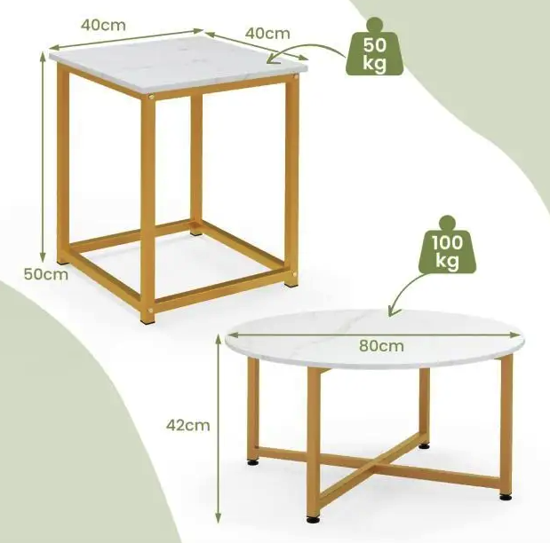 Комплект журнальних столиків Costway Lumen 3 штуки Київ - фото 4