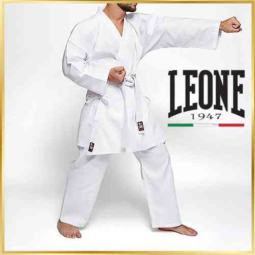 Костюм кімоно для карате біле з білим поясом у комплекті Leone AB400 для дітей та дорослих зріст 160 см Київ