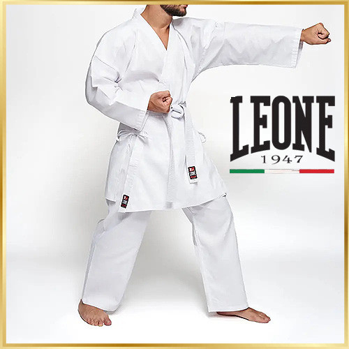 Костюм кимоно для карате белое с белым поясом в комплекте Leone AB400 для детей и взрослых рост 160 см Киев - изображение 1