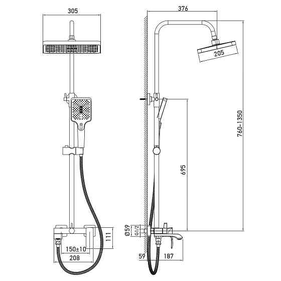 Душевая колонна с смесителем Haiba Monaco 009-J (HB9654) для ванной Харьков