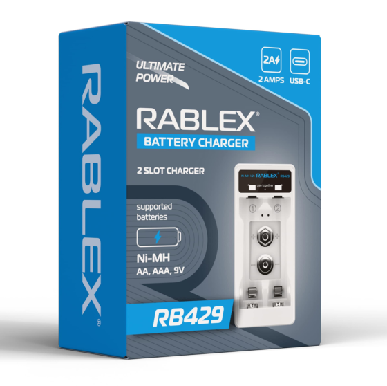 Зарядний пристрій Rablex RB429, 2xAA, AAA, 9V, 2A, Type-c Дніпро
