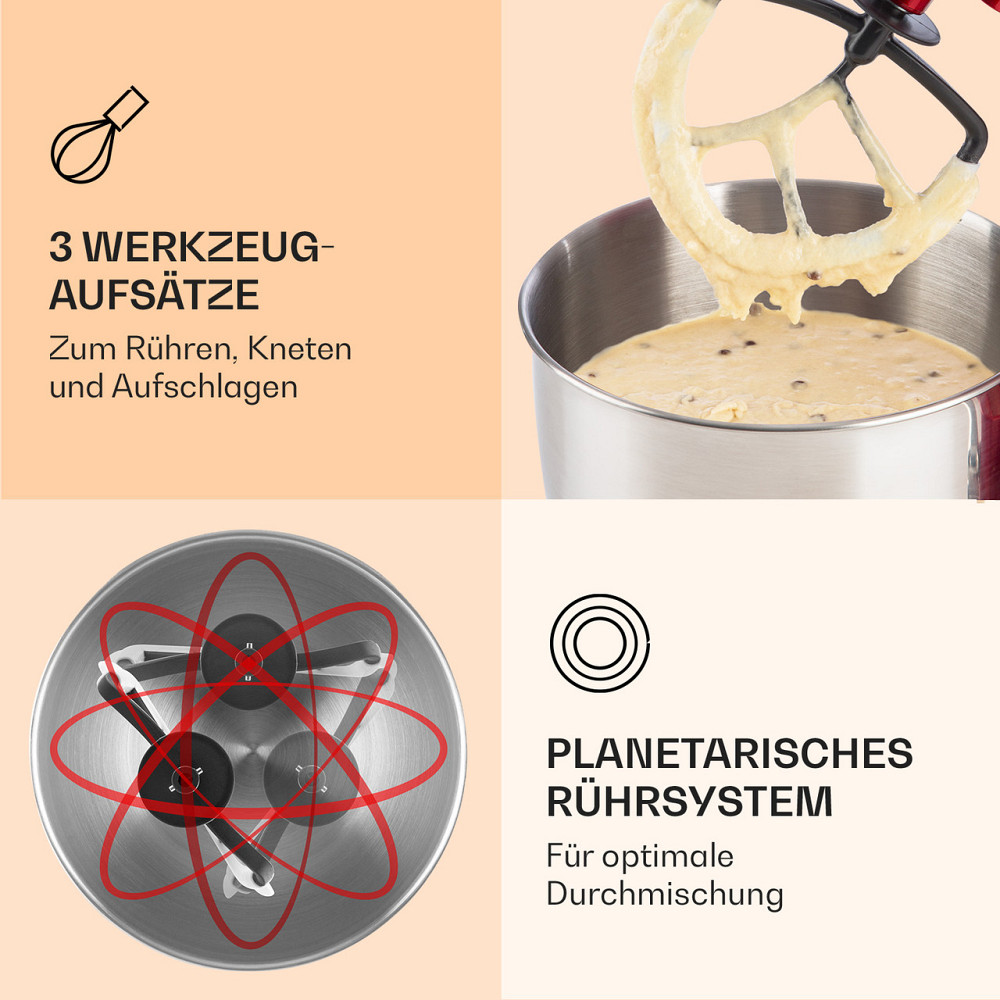 Кухонний комбайн Bella Elegance 2000 Вт/2,7 к.с./5.2 літра Неіржавка сталь Без BPA Червоний (Німеччина, Рівне - фото 4