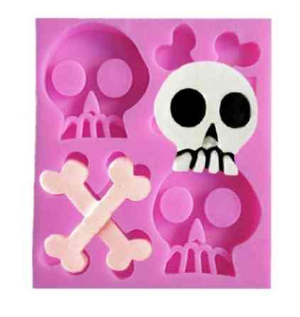 Молд Хэллоуин Череп и кости 87 на 77 мм розовый Киев