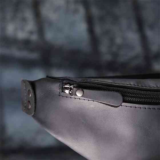 Чоловіча бананка з натуральної вінтажної шкіри Чорний (SHVIGEL) Київ