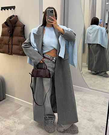 Жіноче трендове пальто оверсайз крій вовна + підкладка 46/48 Одеса