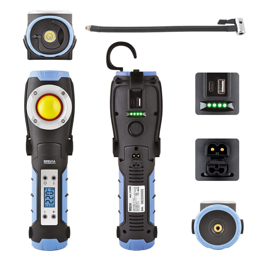 Інспекційна лампа Brevia LED 18 W 1800 lm + компресор 100 W 7800 mAh type-C Київ - фото 3