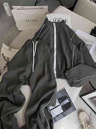 Женский стильный трендовый костюм двойка купра Оливка, 42/44 Одесса