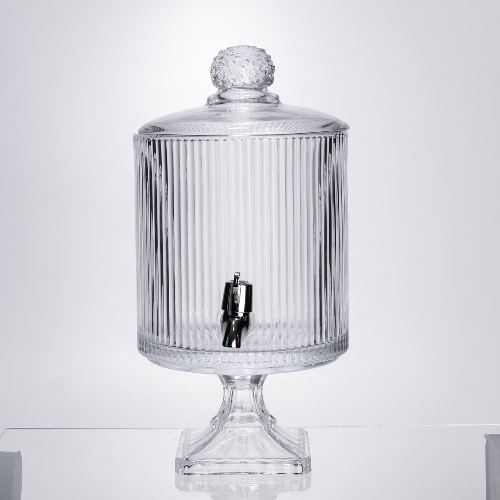 Yiwu Лимонадниця з краном на підставці скляна 4.5 л лимонадник 39 см прозорий HP-19-3045-6 Коломия - фото 2