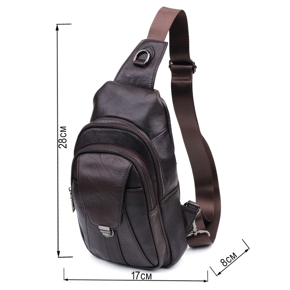 Удобная мужская сумка через плечо из натуральной кожи Коричневая (Vintage) Киев - изображение 7