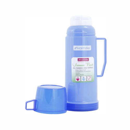 Термос 450мл скляна колба + пластикова чашка (синій,зелений,червоний) KAMILLE 2070 Житомир - фото 9