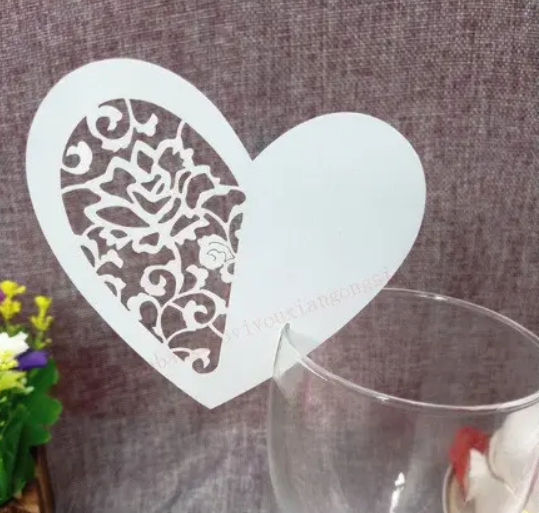 Розсадочні картки на келихи Сердечка 10 штук 9 на 8 см білий Київ